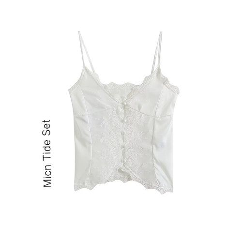 纯欲风白色蕾丝小吊带背心女