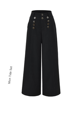 MianCun松弛感慵懒风羊毛毛呢休闲裤女直筒宽松显瘦阔腿长裤冬