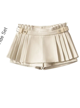 高街辣妹细腰翘臀小低腰百褶短裙女大长腿迷你半身裙裤性感短裤