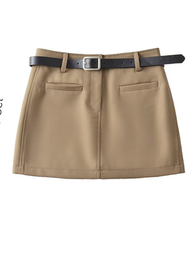 美式复古百搭气质显瘦假口袋防走光半身裙女夏季a字包臀短裙子