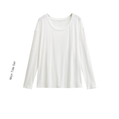 长袖 白色T恤防晒罩衫 宽松微透薄款 极简风轻盈row风裸感套头上衣