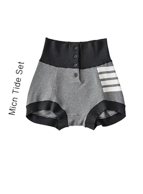 TB高腰翘臀显腿长针织短裤女辣妹显瘦百搭四道杠热裤运动休闲裤