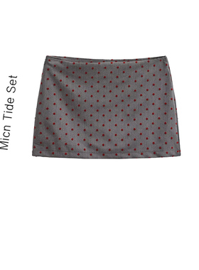 美式复古撞色圆点短裙女2026春夏新款半身裙爱心波点显瘦包臀裙子