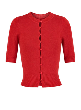 辣妹镂空短款红色新年针织衫女2026新款春季搭本命年开衫毛线衣