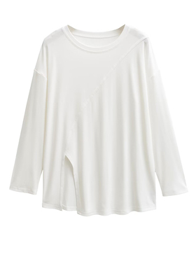 健身女孩宽松瑜伽服罩衫跑步普拉提训练长袖T恤显瘦遮臀运动上衣