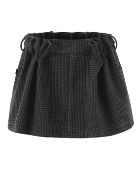 BM MICN抽褶半身裙女秋季新款复古花苞裙短裙辣妹短款A字裙裙子