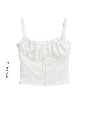 MICN美式辣妹白色蕾丝提花吊带背心女2025夏季新款显瘦气质上衣