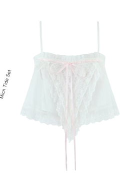 BM MICN简约高级感抹胸吊带背心2026年新款辣妹气质波点网纱上衣