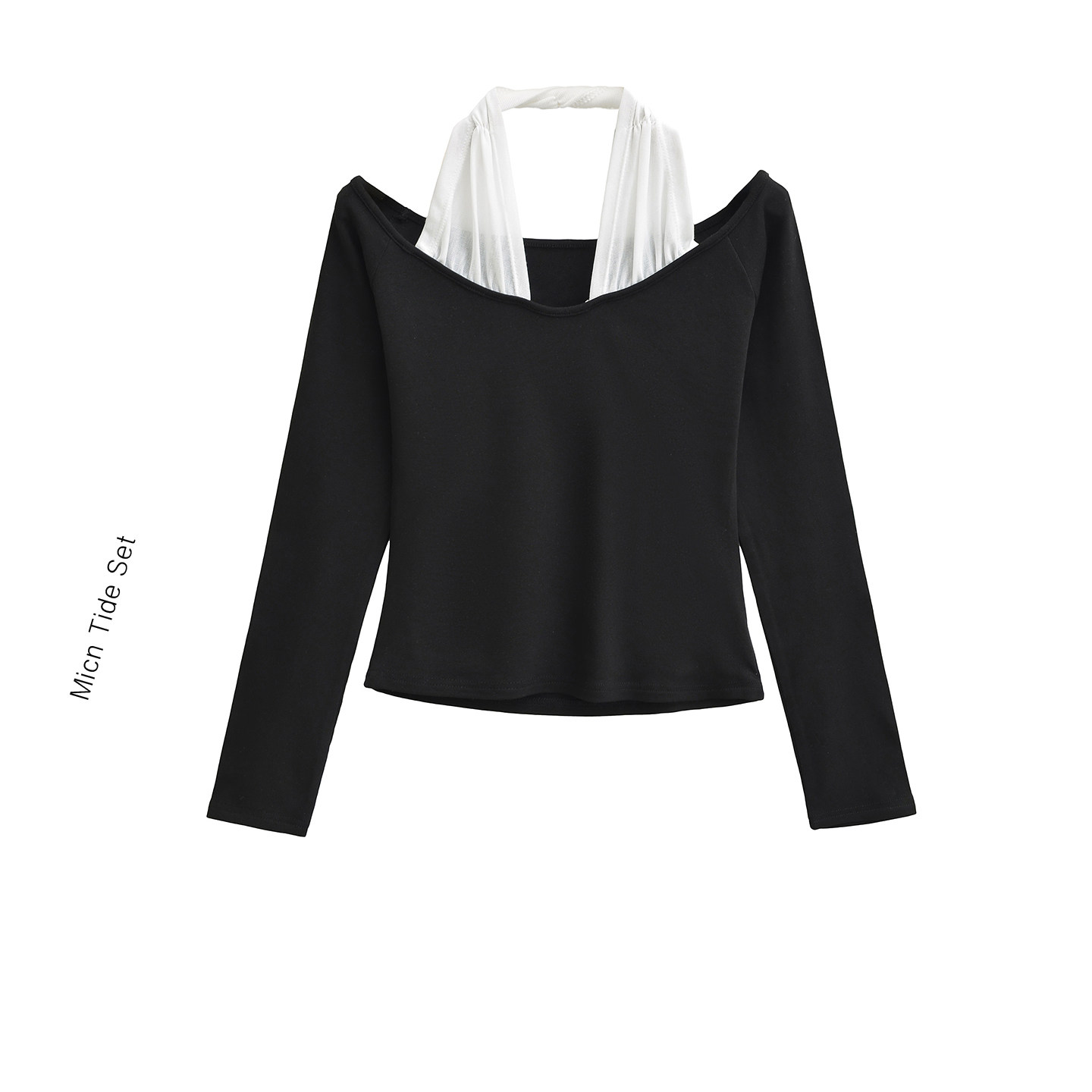 BM MICN白茶黑巧一字肩长袖t恤女春季新款修身显瘦内搭打底衫上衣,女装/女士精品,T恤,淘宝优惠券,粉丝福利购,淘宝优惠卷