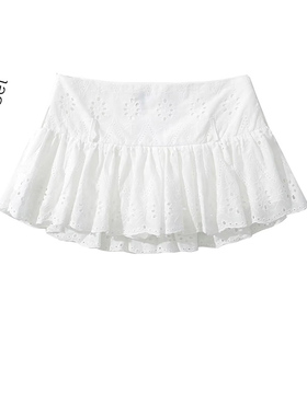 美式学院风低腰百褶蕾丝短裙女2025秋季新款辣妹显瘦超短A字半裙