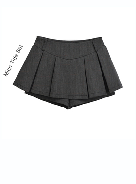 MICN圣马丁学院高腰V型半身裙裤女小个子显高显瘦a字裙jk百褶短裙