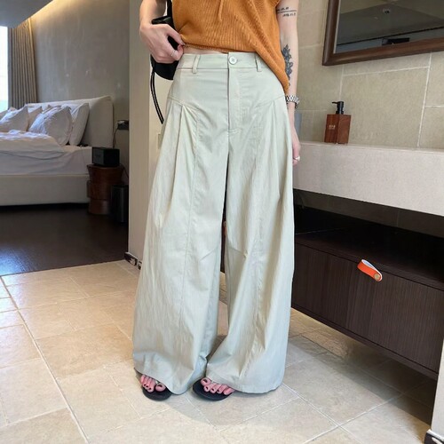 夏上新高腰阔腿裤女薄款休闲长裤