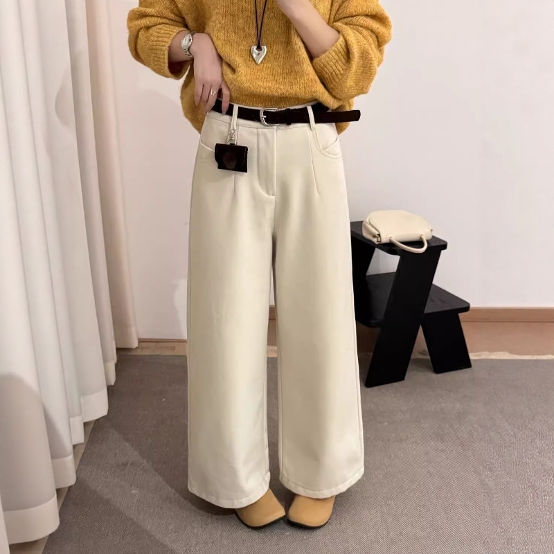 毛呢西装裤女显瘦呢料加厚阔腿裤
