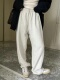 新款 女加绒加厚2025冬季 宽松休闲直筒束脚两穿运动裤 抽绳阔腿卫裤