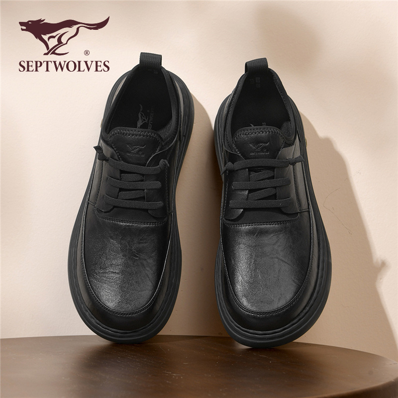 男士软底板鞋厚底休闲爸爸皮鞋