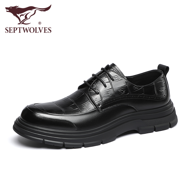 七匹狼男正装皮鞋公务员西装鞋秋冬真皮商务正装高级感男士德比鞋