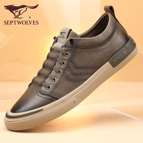 休闲板鞋男百搭真皮低帮工装皮鞋