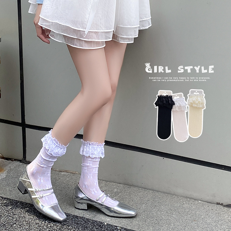lolita日系蕾丝花边堆堆袜