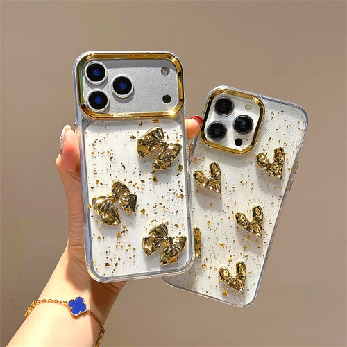 苹果金箔闪粉蝴蝶结手机壳