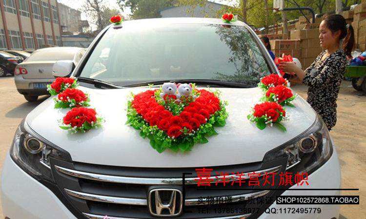 婚车装饰车头花结婚棒棒糖网红花车创意布置主婚车车队装饰用品大