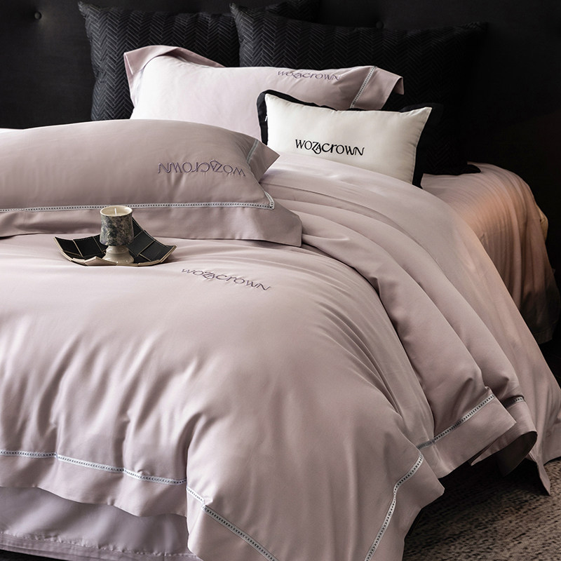 金太阳轻奢纯色艾能棉刺绣四件套高端艾能纤维简约床笠床上用品,床上用品,床品套件/四件套/多件套,淘宝优惠券,粉丝福利购,淘宝优惠卷