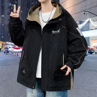 2026抖音爆款夹克外套男士春秋季连帽夹克学生时尚休闲夹克上衣潮