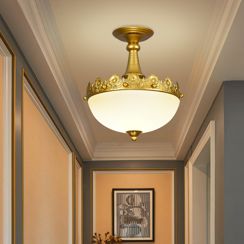 美式门厅灯入户进门玄关过道走廊半吸顶灯现代简约阳台网红小吊灯