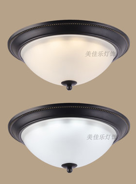 l美式乡村田园风铁艺led吸顶灯