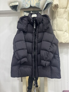 新款A字版中长款羽绒服女2024冬季超轻云朵感加厚连帽白鹅绒外套