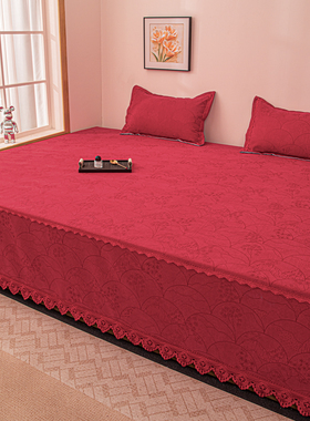 高端红色雪尼尔大炕盖大炕单结婚防滑定制婚庆农村土炕上专用床盖