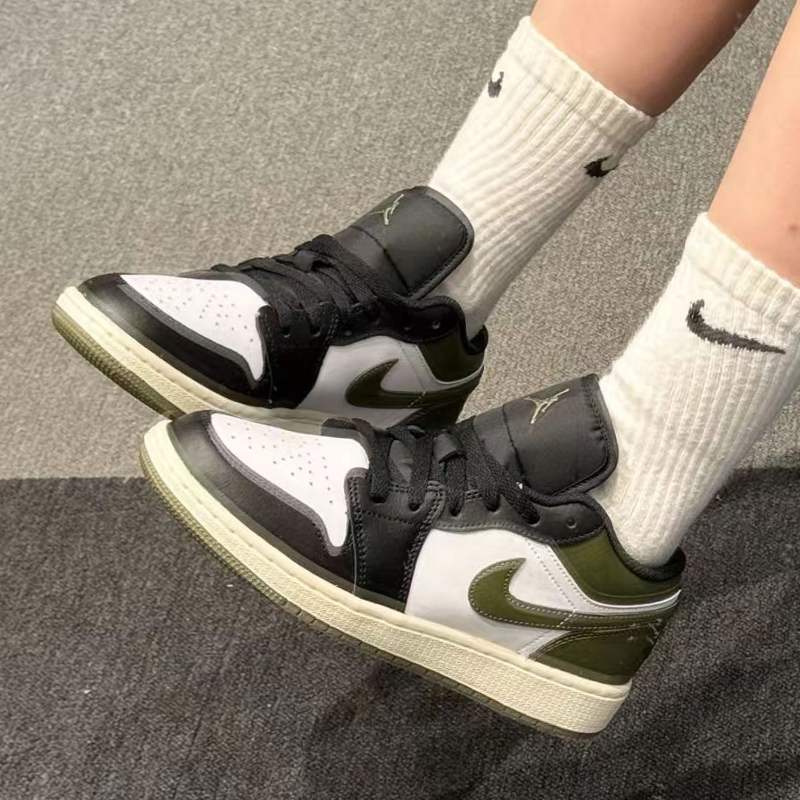 耐克/Nike Air Jordan 1 黑绿低帮 防滑运动舒适篮球鞋553560-092,运动鞋new,板鞋,淘宝优惠券,粉丝福利购,淘宝优惠卷
