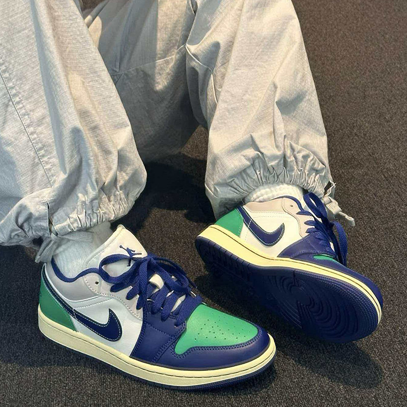 耐克/Nike Air Jordan 1 白蓝绿男款低帮运动篮球鞋 553558-147,运动鞋new,板鞋,淘宝优惠券,粉丝福利购,淘宝优惠卷