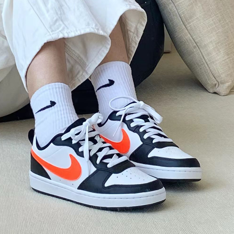 耐克/Nike Court Borough Low 黑白橙休闲百搭女子板鞋BQ5448-115,运动鞋new,板鞋,淘宝优惠券,粉丝福利购,淘宝优惠卷