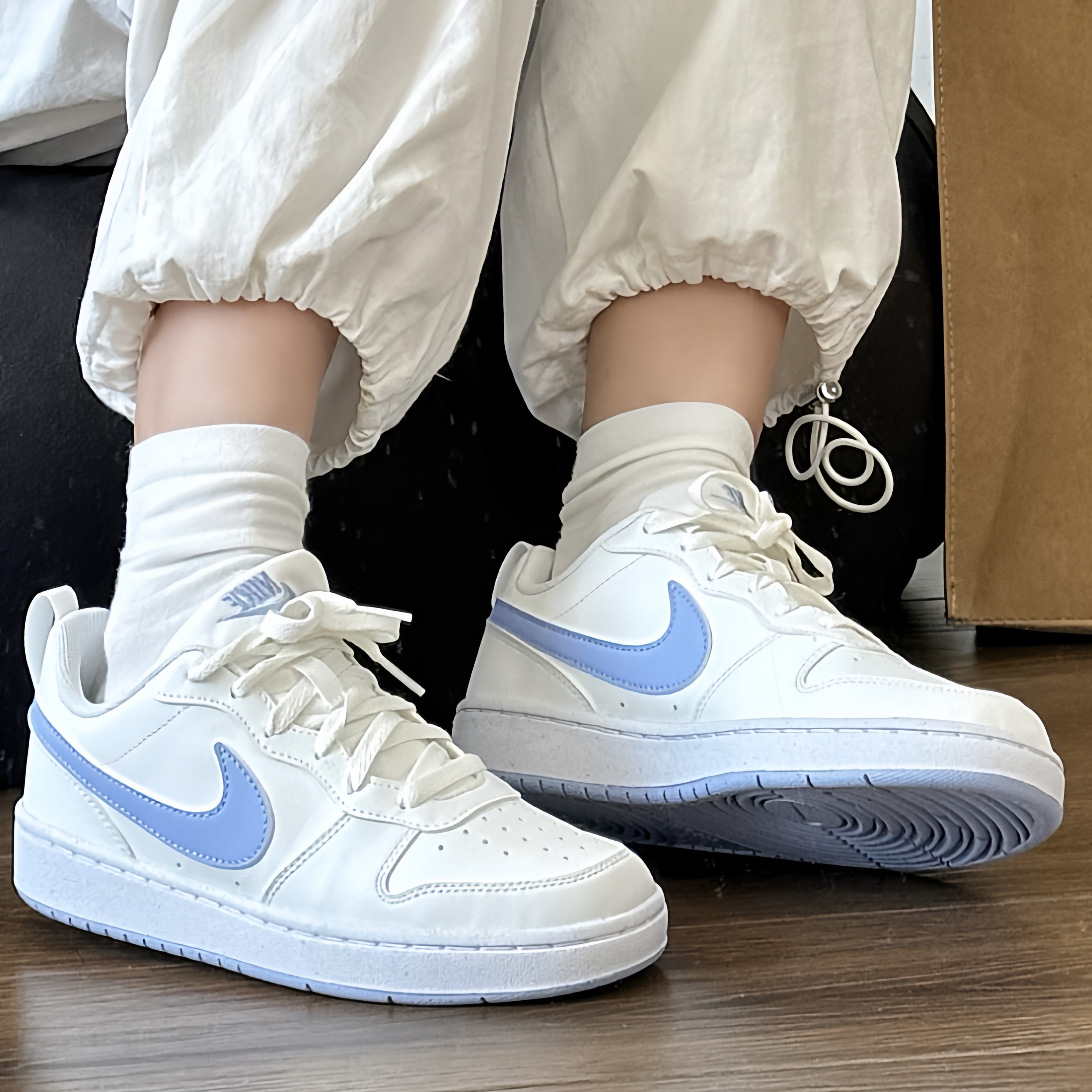 耐克/Nike Court Borough  蓝白防滑耐磨低帮女款板鞋 DV5456-103,运动鞋new,板鞋,淘宝优惠券,粉丝福利购,淘宝优惠卷