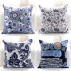 双面青花瓷抱枕民族风复古中式 沙发靠背靠垫套腰枕头棉麻布艺方形