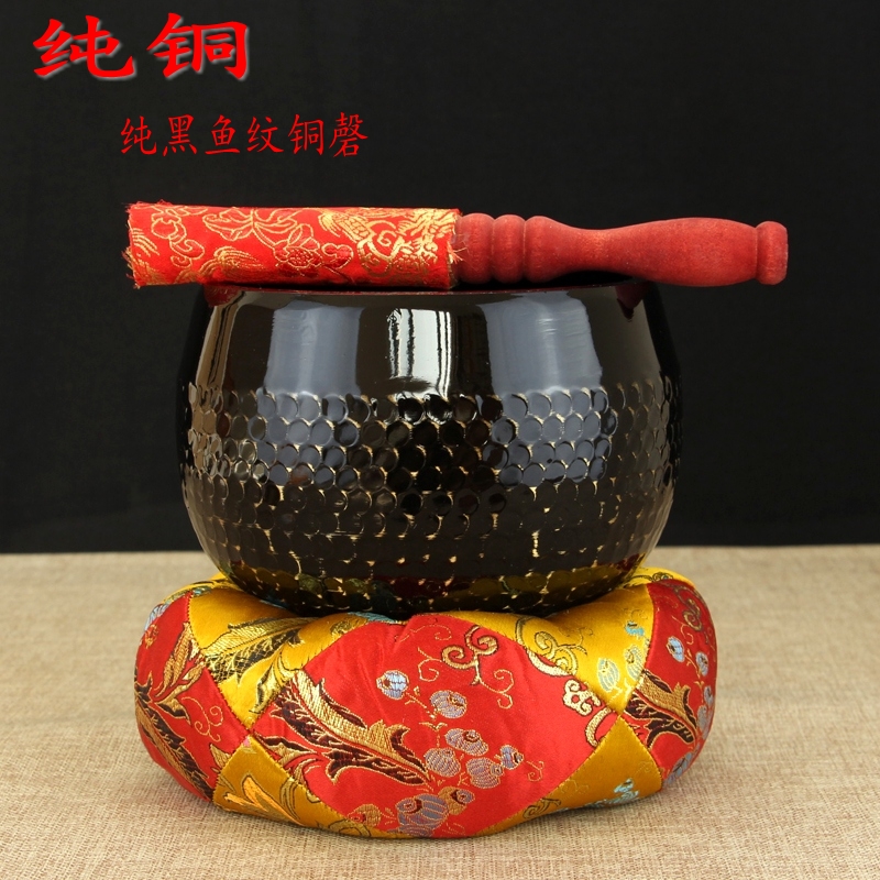 铜磬4-12寸精美黑色纯铜引磬铜庆引庆寺庙大小号佛堂桌面摆件