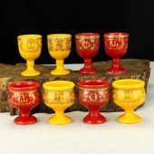 陶瓷茶杯酒杯小号财神杯仙家供水杯观音圣水杯佛堂家用高脚杯摆件