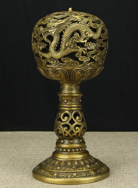 纯黄铜香炉 香熏炉 桌面摆件盘香檀香炉佛堂办公家居香熏礼佛供具