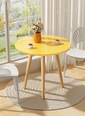 圆形餐桌家用阳台休闲咖啡桌洽谈小桌子小户型桌椅组合客厅小