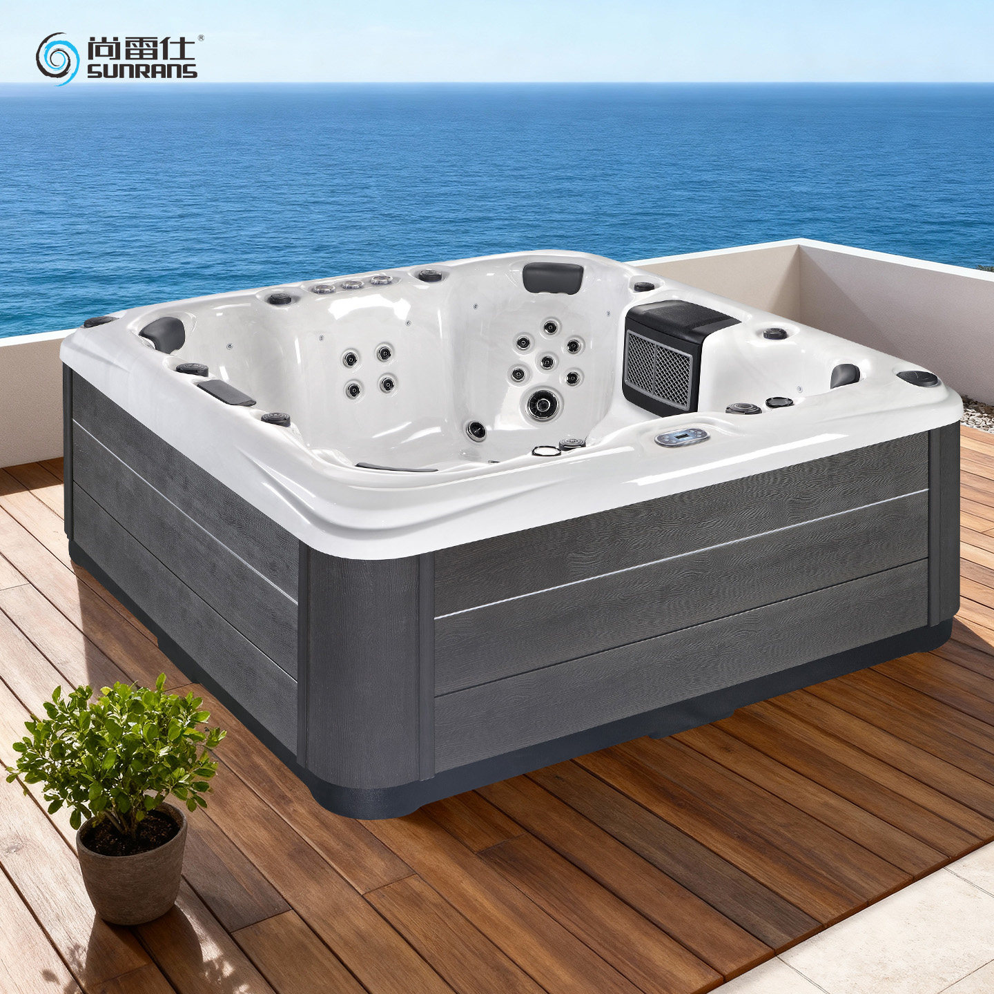 民宿别墅庭院亚克力家用大浴缸恒温冲浪按摩浴盆酒店独立式浴盘