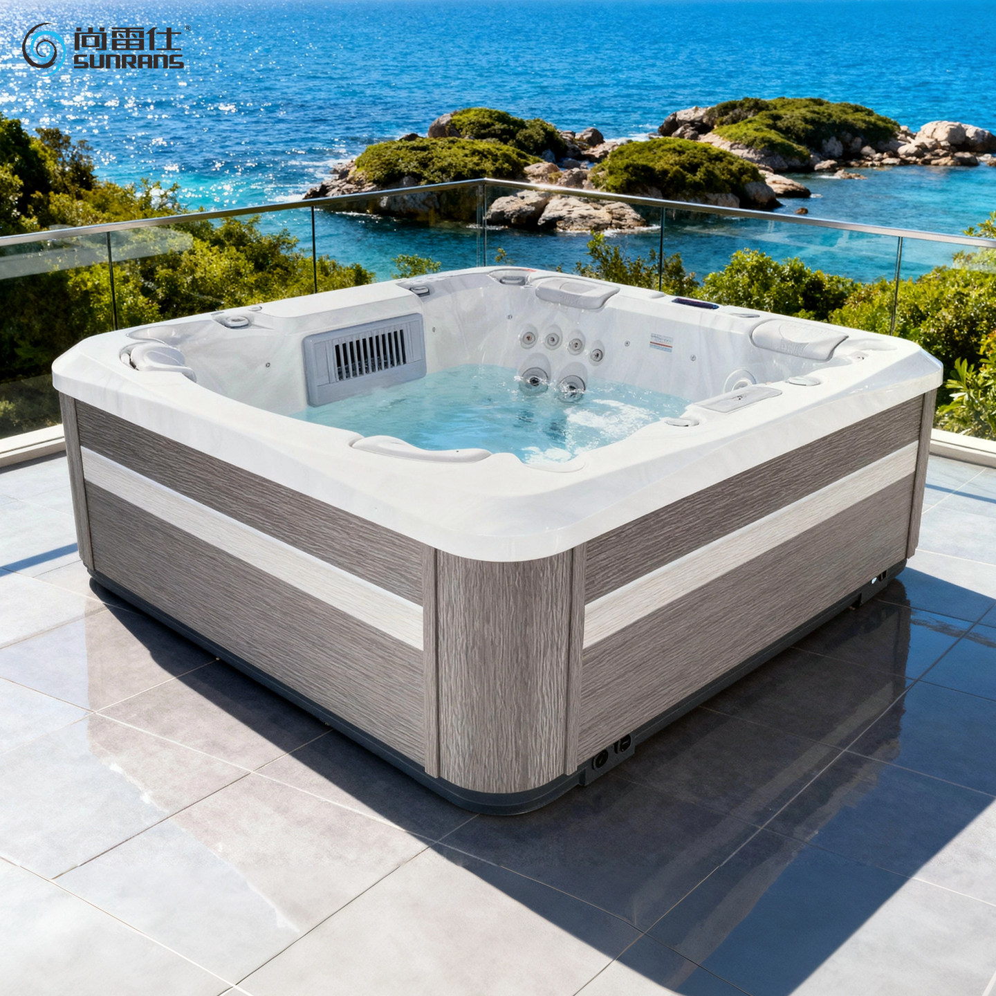 别墅民宿户外Spa浴缸家用超大恒温浴池温泉水疗冲浪按摩浴盘