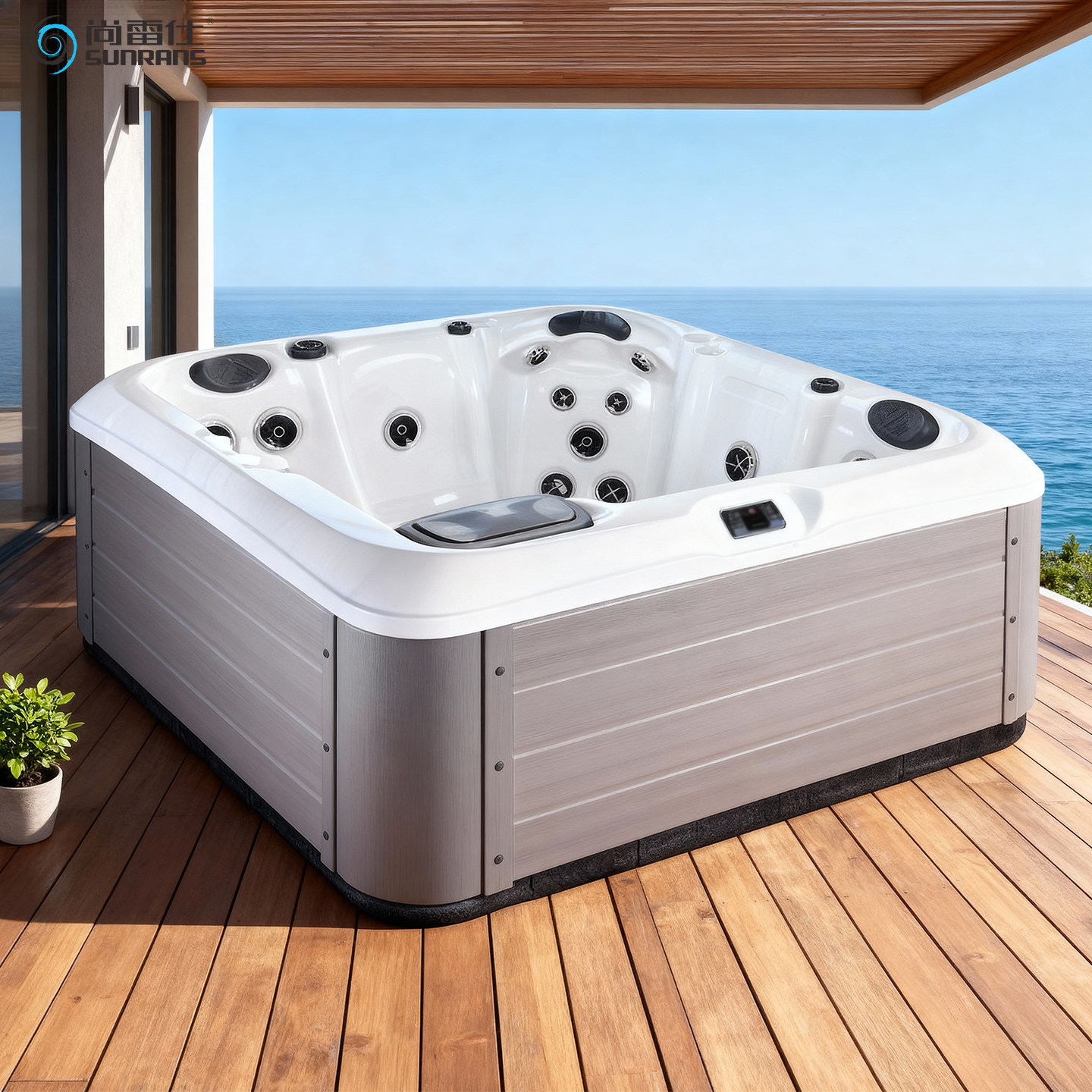 户外别墅Spa浴缸家用超大恒温游泳浴池温泉水疗冲浪按摩水中跑步