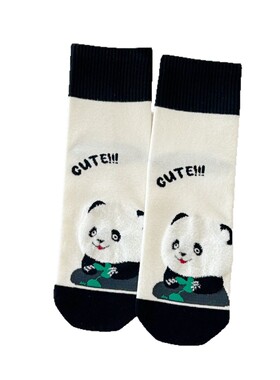 袜子女秋冬中筒袜卡通可爱网红熊猫长筒袜纯棉防臭堆堆袜