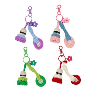 成品手工毛线钩织羽毛球拍一套钥匙扣可爱情侣一对毛线挂件小礼品