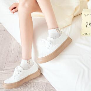 白色袜子女士短袜夏季 透气防臭袜可爱日系低帮船袜女高颜值 薄款