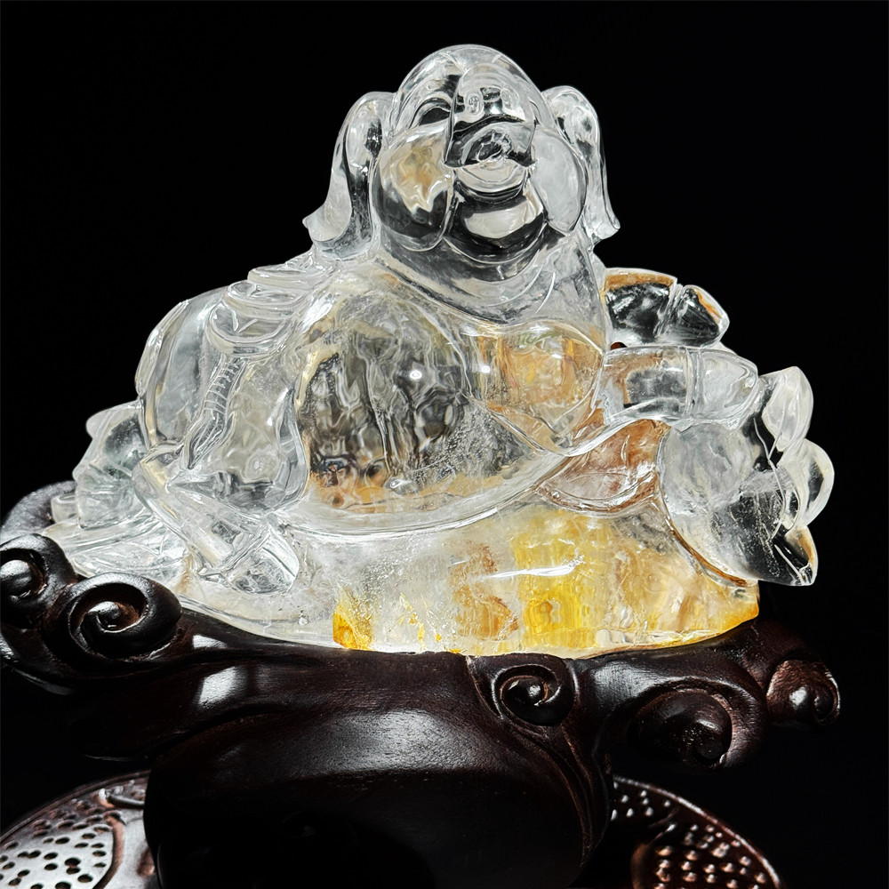 天然白水晶黄胶花雕刻猪生肖猪摆件小猪吉祥物镇宅招财客厅办公室