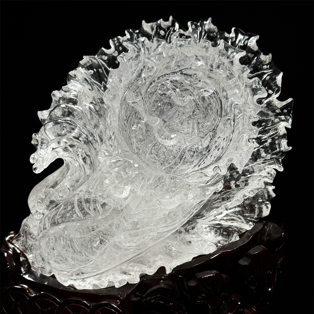 天然白水晶雕刻白菜摆件客厅招财八方来财高级感客厅