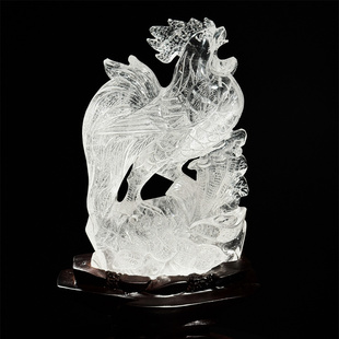 天然白水晶雕刻鸡生肖鸡摆件大公鸡吉祥物助运气招财化解镇宅