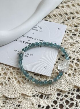 天然绿蓝晶白水晶九尾狐手链女生个性小众设计百搭串珠新款手串