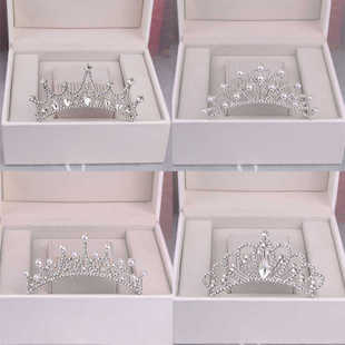 儿童水钻皇冠头饰发卡小女孩生日礼物王冠插梳主持表演礼服配饰